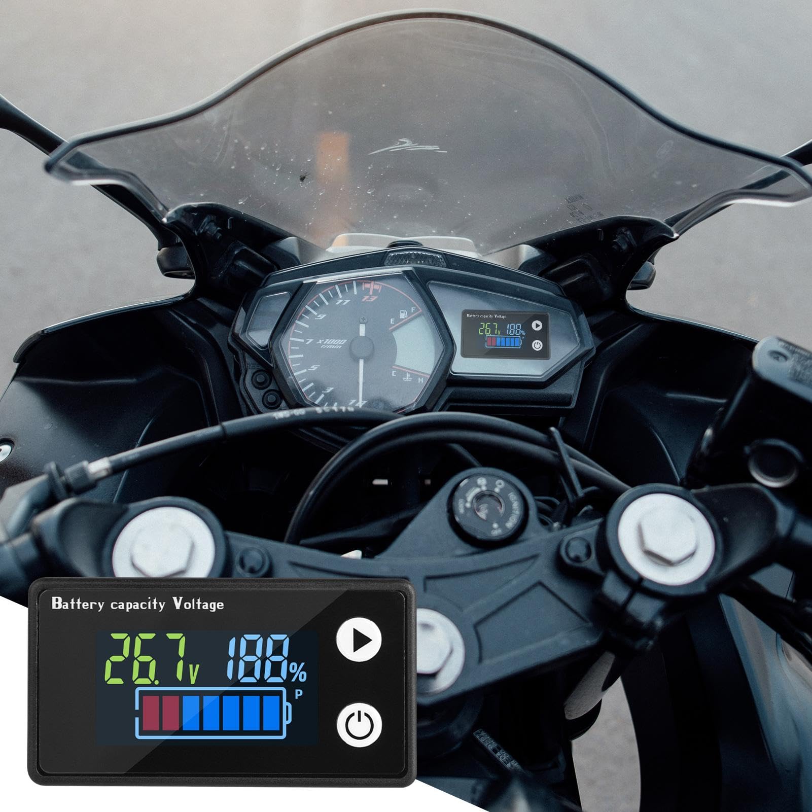Miernik pojemności akumulatora, wskaźnik baterii – monitor baterii do wózków golfowych, tester pojemności akumulatora motocykla, wskaźnik baterii do samochodów osobowych, ciężarowych, pojazdów
