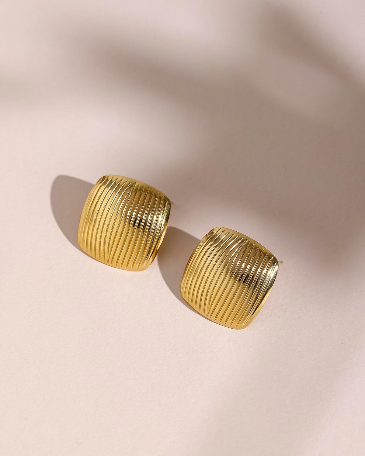 Chunky Gold Earrings for Women, 18K Gold Plated Stainless steel Waterproof Stud Earrings, Bold Vintage Chunky Jewelry for Women - Image 2