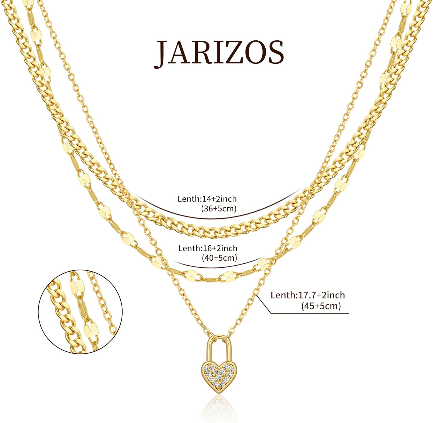 Dainty Gold Layered Necklaces for Women,14k Gold Plated Necklace Stack Disc Circle Heart Pendant Cuban Herringbone Paperclip Twisted Rope Chain Necklaces,Gold Jewelry Gift for Women - Image 5