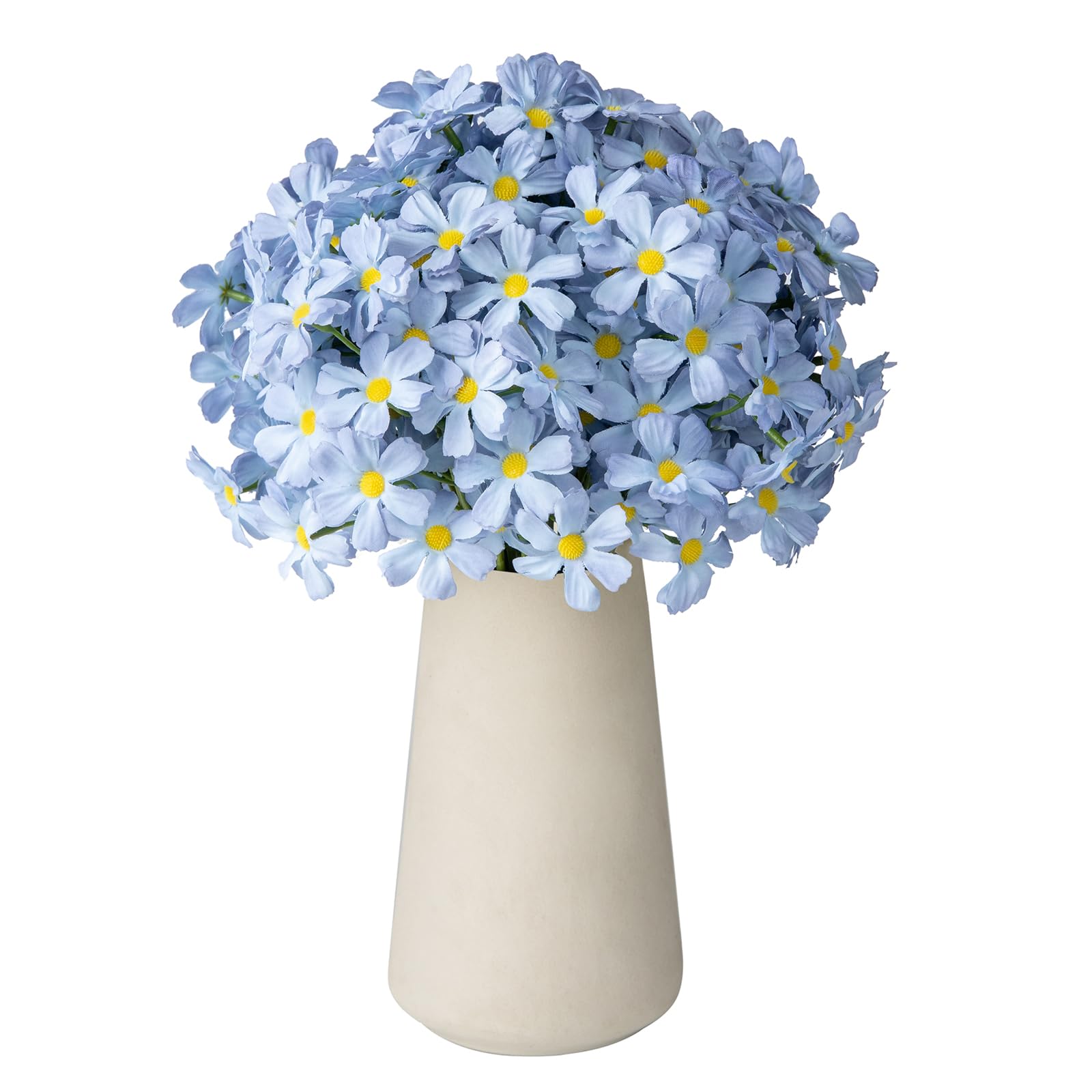 DuHouseArtificial Silk Daisy Flowers, 5 Bundles Artificial Daisy Flowers, Realistic Gerbera Bundle Bouquet Plastic Fake Flowers for Home Office Wedding Party Decoration (Blue)