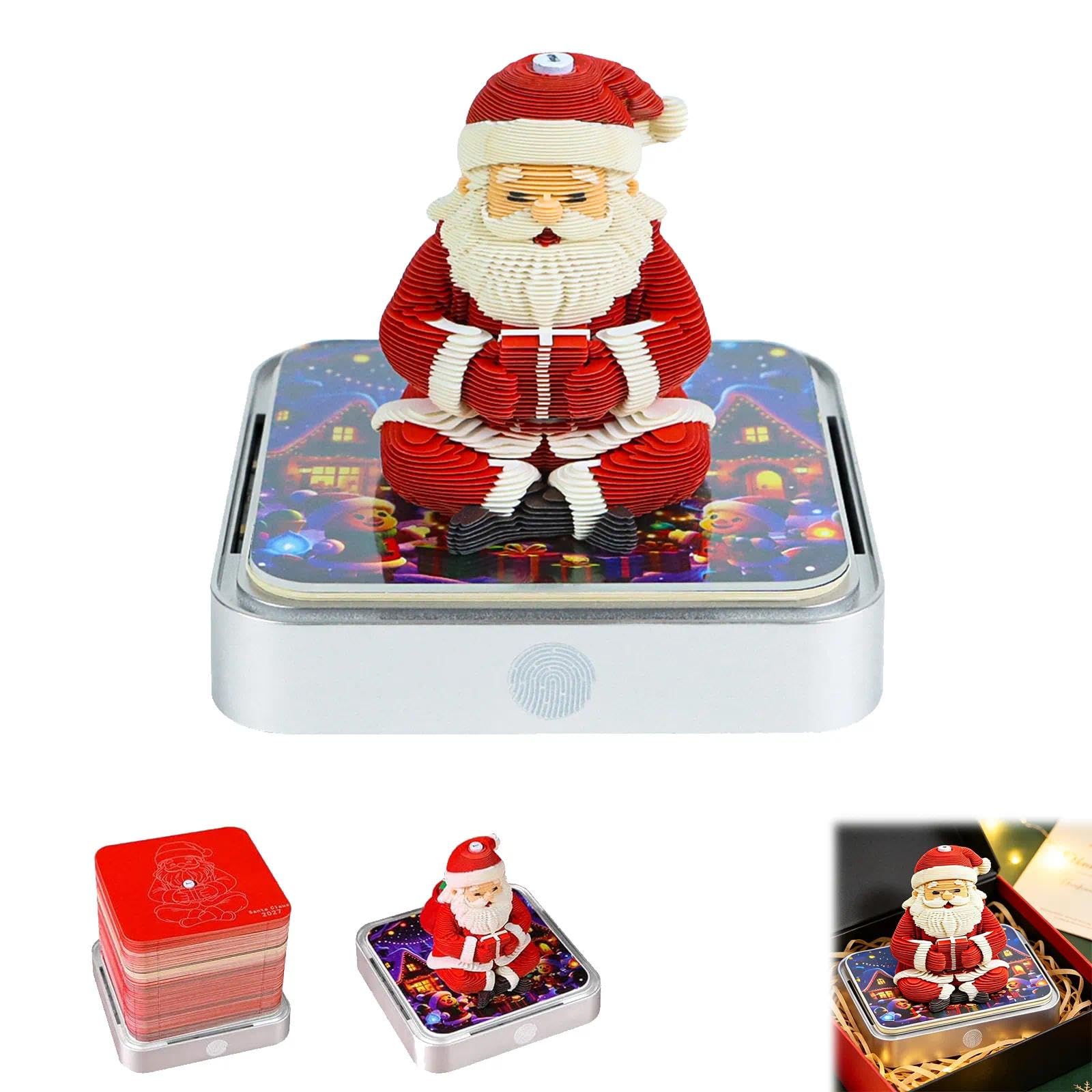 3D Chirstmas Santa Paper Carving Desk Calendar 2027 With LED Light(#A)
