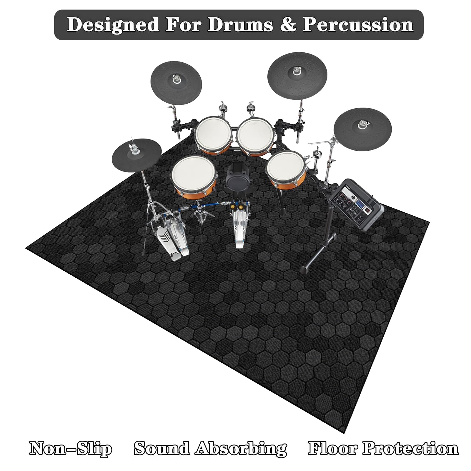Alfombras Acusticas para Bateria Electronica - Alfombrillas Insonorizadas y Antideslizantes para Tambor - Alfombra de Absorción de Vibración de Percusión - Bombo Caja Alfombrillas 140 x 100 cm