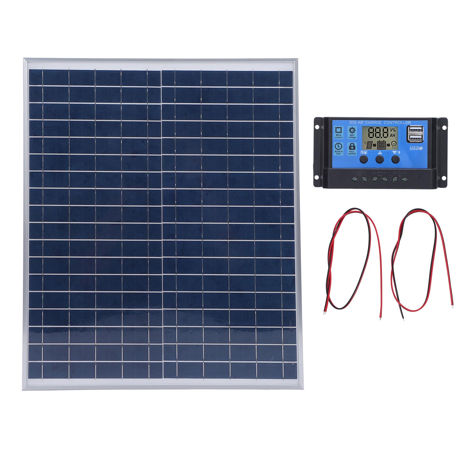 SIXRUN Pannello Solare 20W Monocristallino con Controller 60A, Kit per