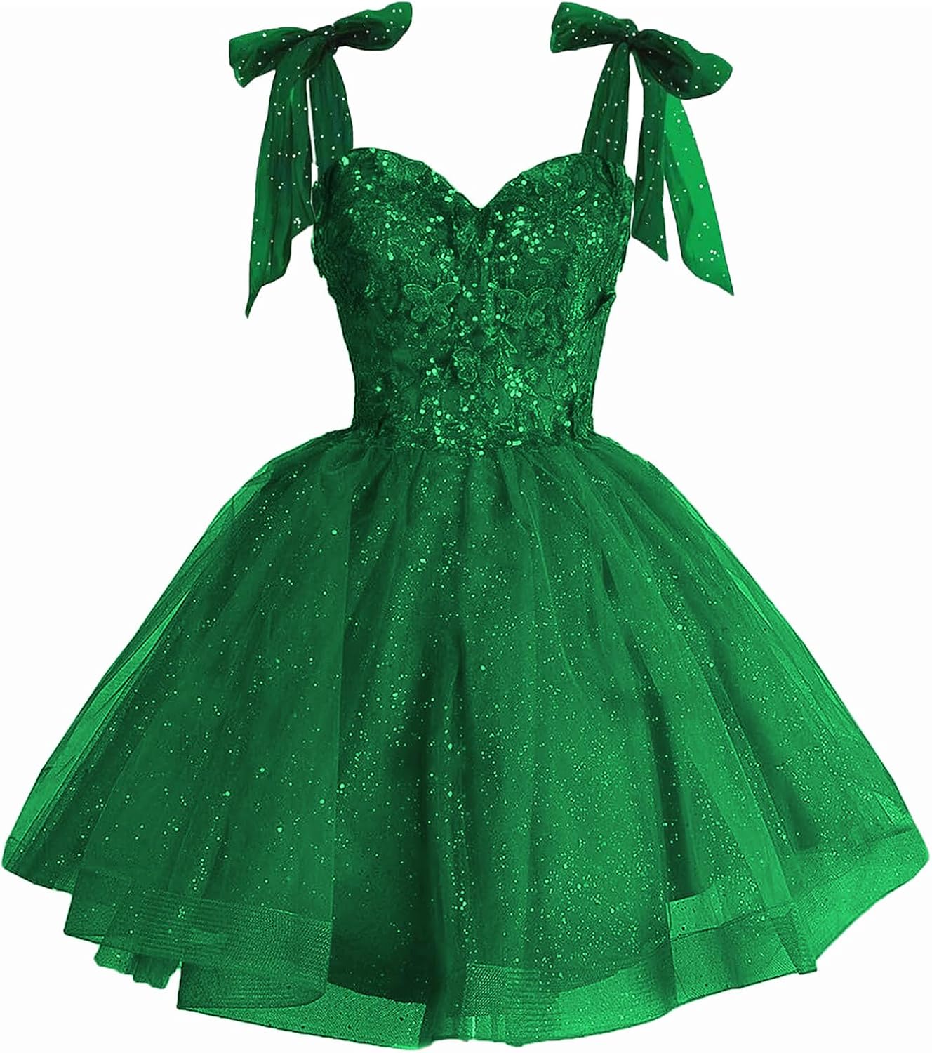 Tulle Flower Girl Dress Short 3D Butterfly Sparkly Appliques Princess Pageant Birthday Party for Girls
