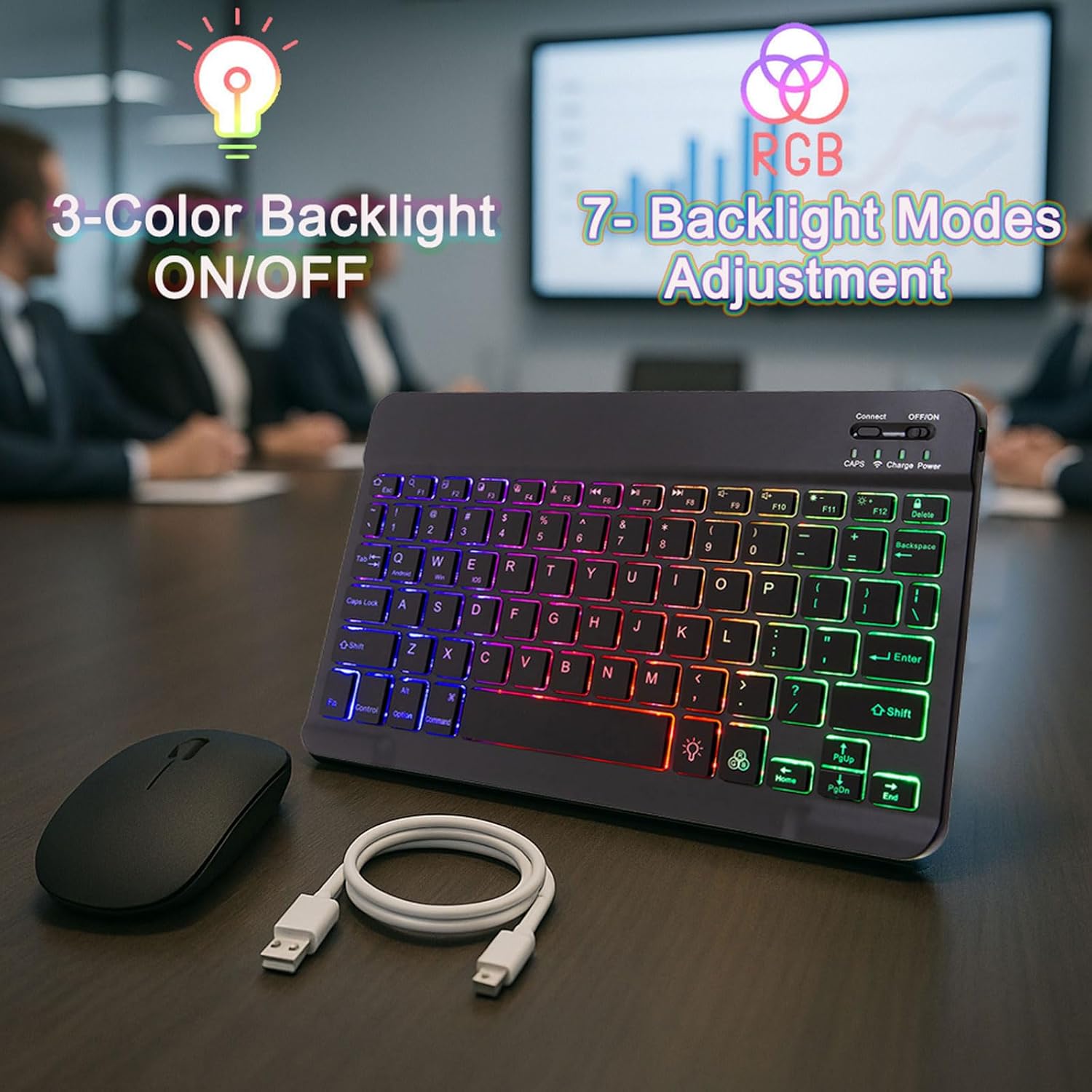 Keyboard Case for Lenovo Idea Tab 11" 2025 / Tab K11 Gen 2 (TB-336FU/TB-336XU), Tab M11 11 Inch 2024 (TB330FU/TB330XU), Backlit Wireless Keyboard with Bluetooth Mouse, Multi-Angle Stand (Black)