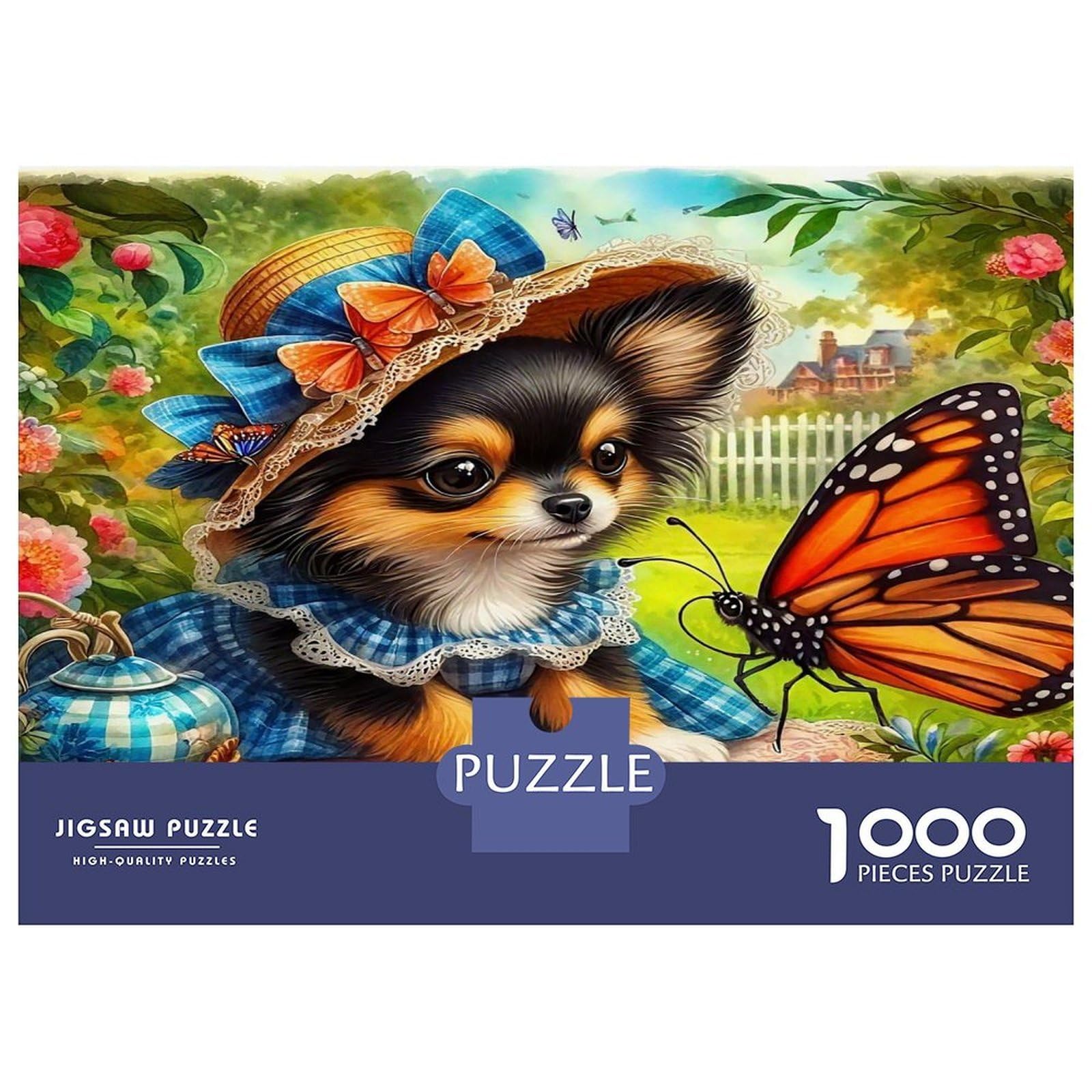 Rompecabezas de perros de 1000 piezas de papel reciclado para adultos, juego educativo de 70x50cm 8