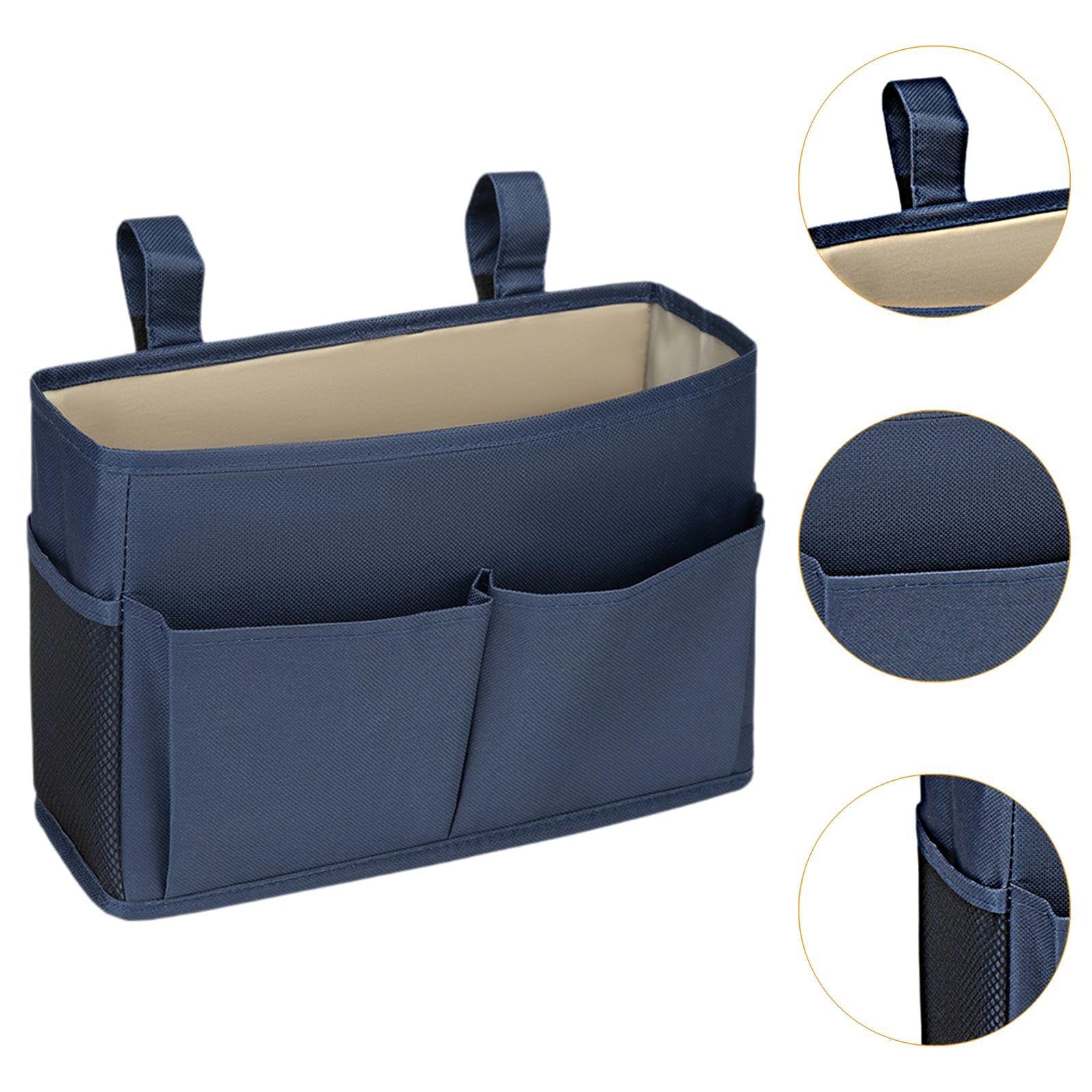 Amagogo Bedside Aufbewahrungskorb Bett Organizer Hängetasche mit Mehreren Taschen Aus Leinen Und Baumwolle für Laden Wohnung Büro Kinderzimmer Schlafsaa, Navy Blau