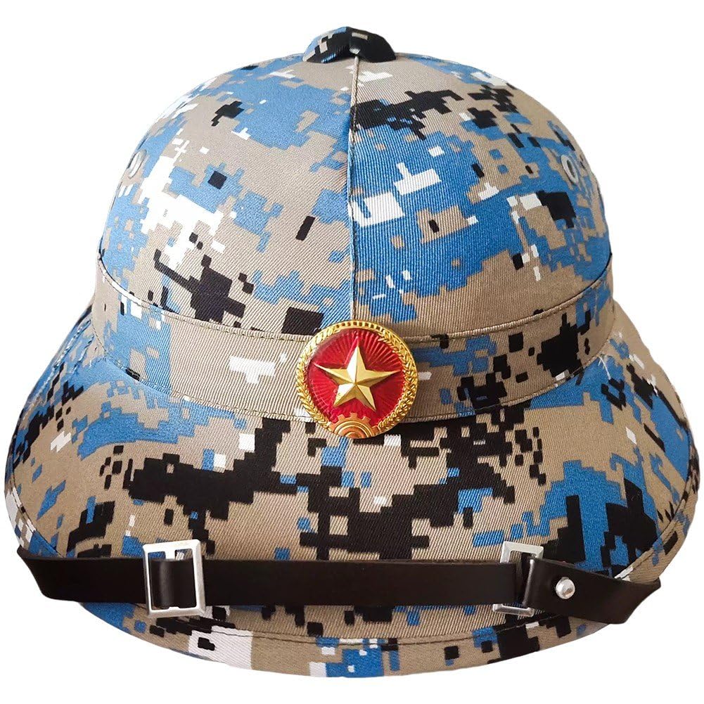 Stakee Vietnam War Cap with Red Star Badge Jungle Cap Pith Helmet Sun Hat Vietnamese War Army Hat Vietnam Pith Hat Sun Hat for Men