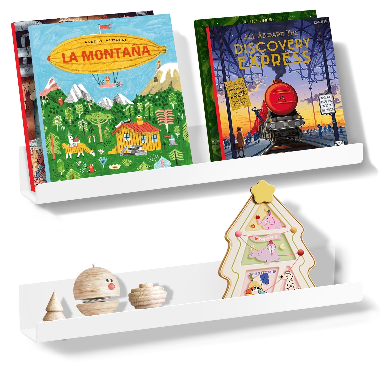 2 Pack Magnetic Book Shelf - Acrylic Reusable Display Panel for Whiteboards, Classrooms & Home, Adhesive-Free Storage with 11lb Capacity (White)