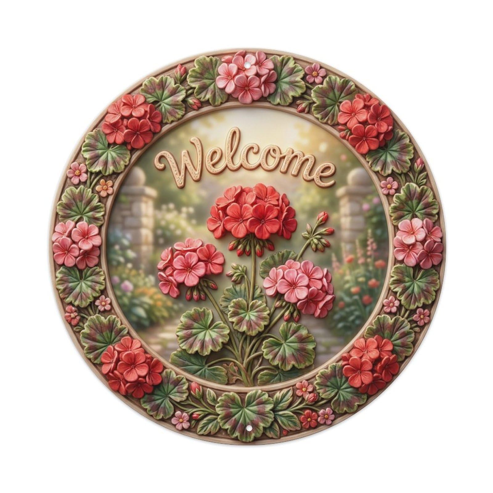 Tgrcjimh Style Metal Tin Sign Geranium Bloom Welcome Window Box