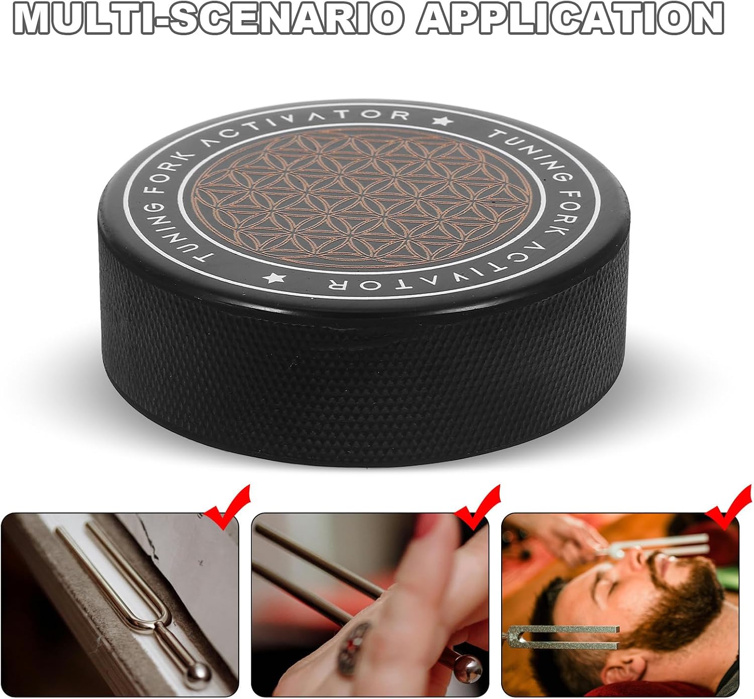Rubber Tuning Fork Activator Puck Tool for Tuning Fork Devices and Musical Instruments, Versatile Accessory with Comfortable to Hold, Minimal Noise and Sustained Tone for Music