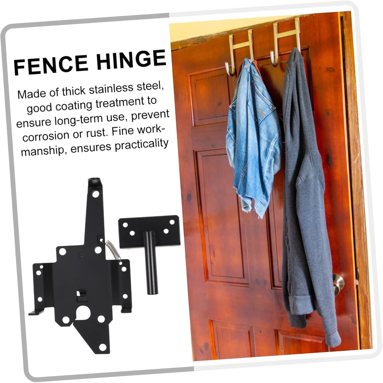 Homoyoyo Heavy Duty Gate Hinge and Latch for Wooden Fences Finish and Sturdy for Privacy Fences Pool Gates and Chicken Coop Doors