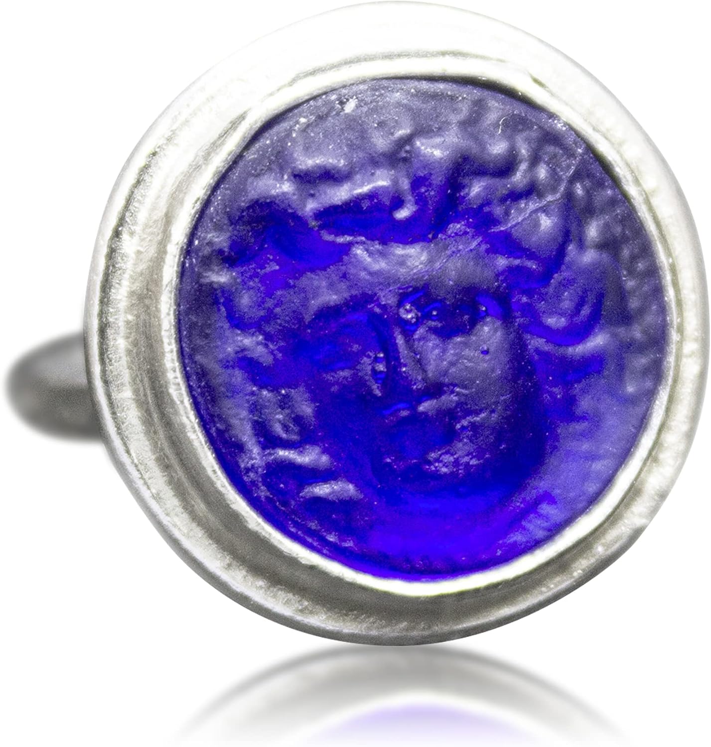 Intaglio Glass Medusa Ring | 925 Sterling Silver | Greek Intaglio Hanmade Signet Coin Ring | Ancient Carved Silver Vintage Ring by Pellada