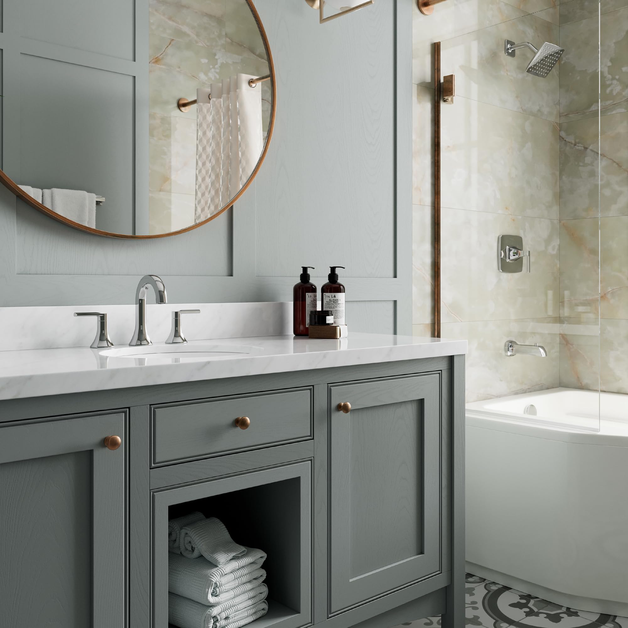 Pfister Vaneri LF049VRICC - Grifo para lavabo de baño, 20.3 cm, 2 asas, 3 agujeros, acabado cromado pulido