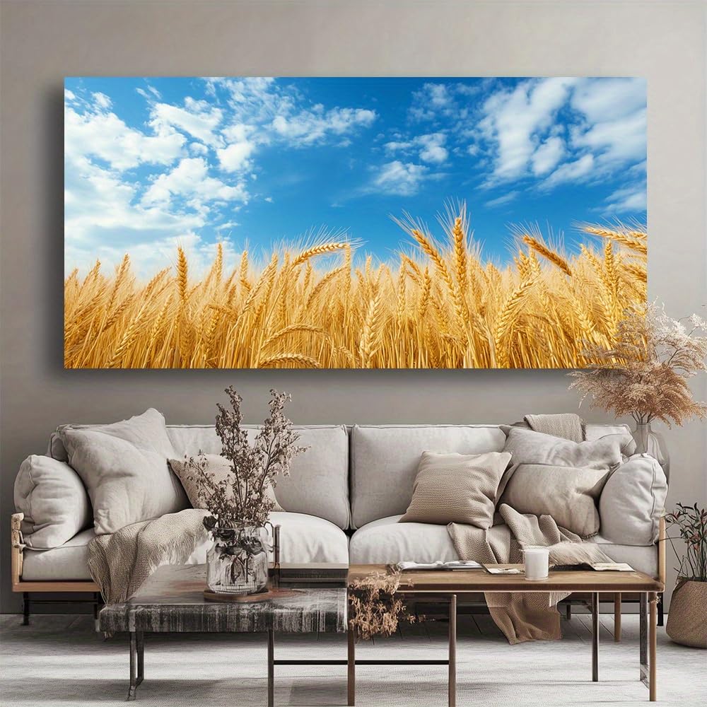 IHHGNB Canvas Wall Art Golden Wheat Field Painting Print for Bathroom Living Room Office Bedroom Modern Artwork Print Picture(80x160cm(31x63in)/No frame)