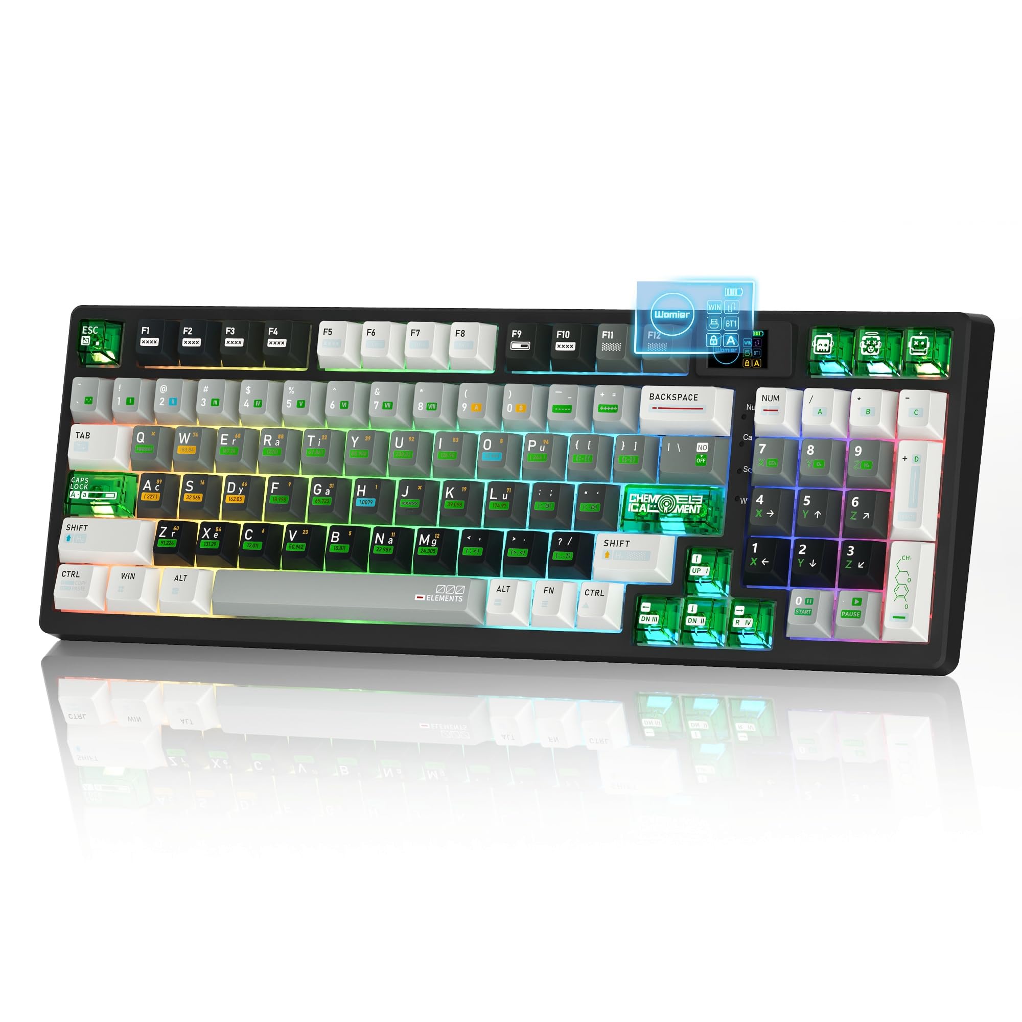 WomierM90 Creamy Keyboard with Number Pad, Wireless Gaming Mechanical Keyboard & Multimedia Display, Hot Swappable Custom Key Board RGB,POM Linear Switch,PBT Keycaps for PC/Xbox/PS4/PS5-Black