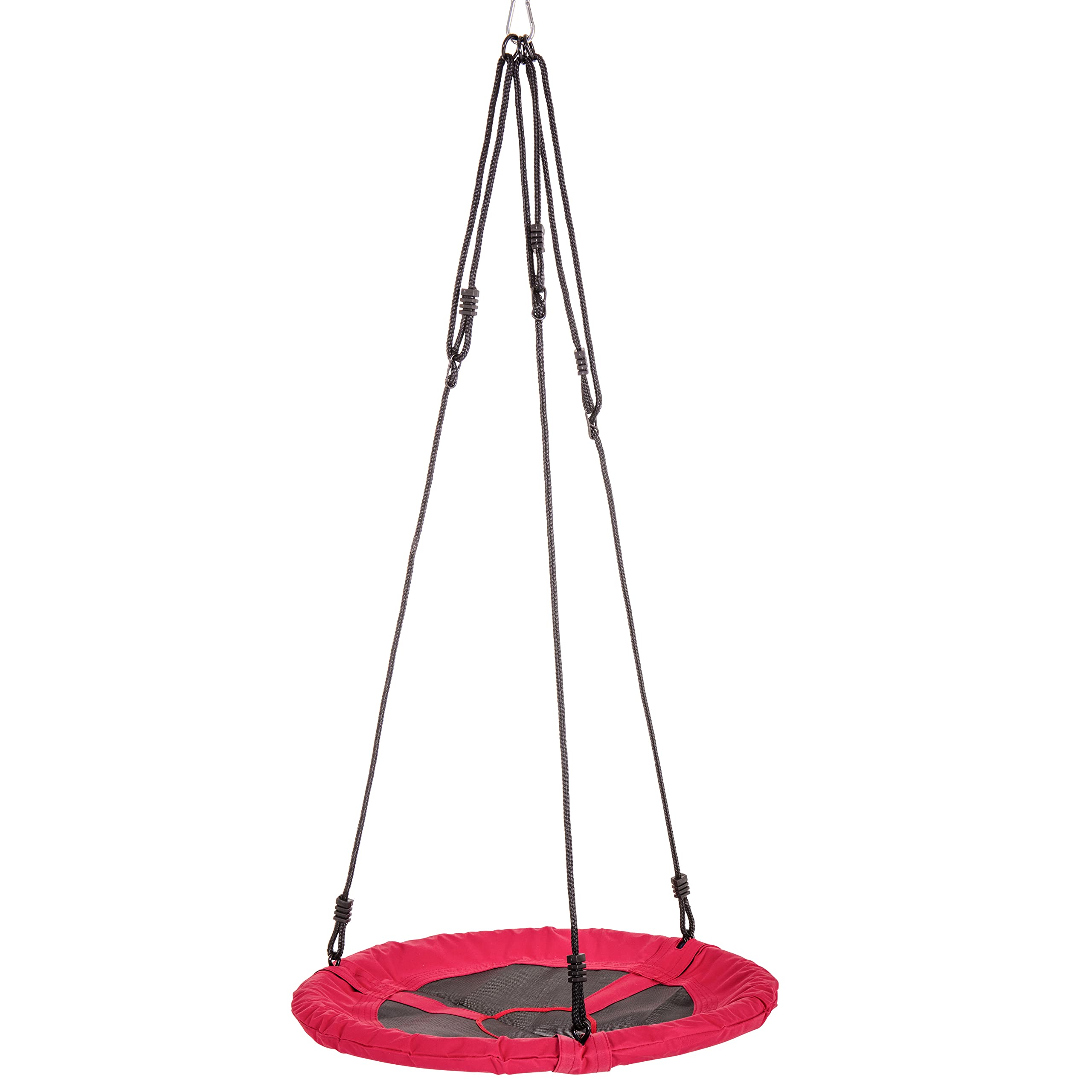 JACK & JUNE30” Diameter Three-Rope Red Round Playset Swing Supports up to 300 lbs.