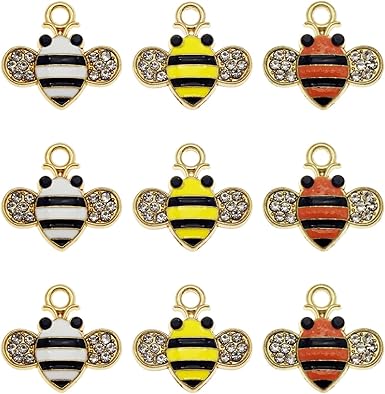 Julie Wang Mini-Anhänger mit Bienen-Anhänger, Legierung, Emaille, für