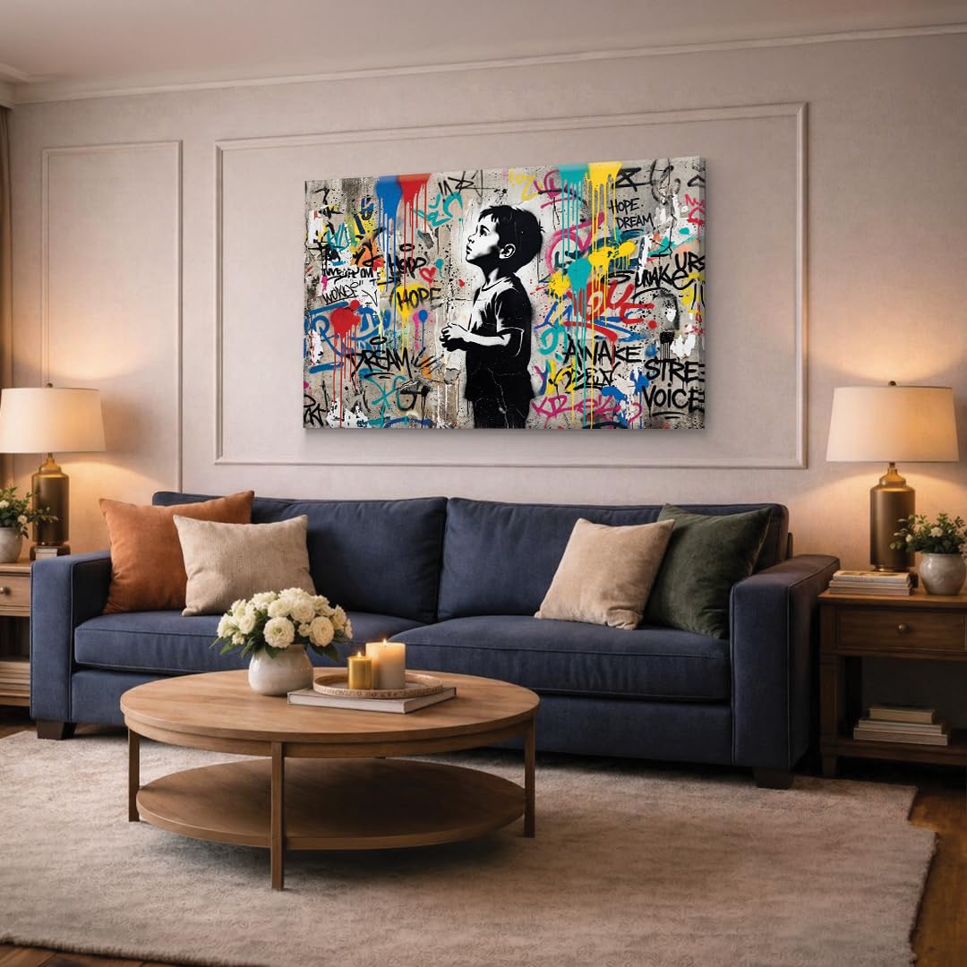 AREDE Bilder Wanddeko auf Leinwand Verliere niemals die Hoffnung Art Decor Wohnzimmer Deko Zimmer Wandbilder Modern Bild | 90 x 60 cm | Fertig zum aufhängen