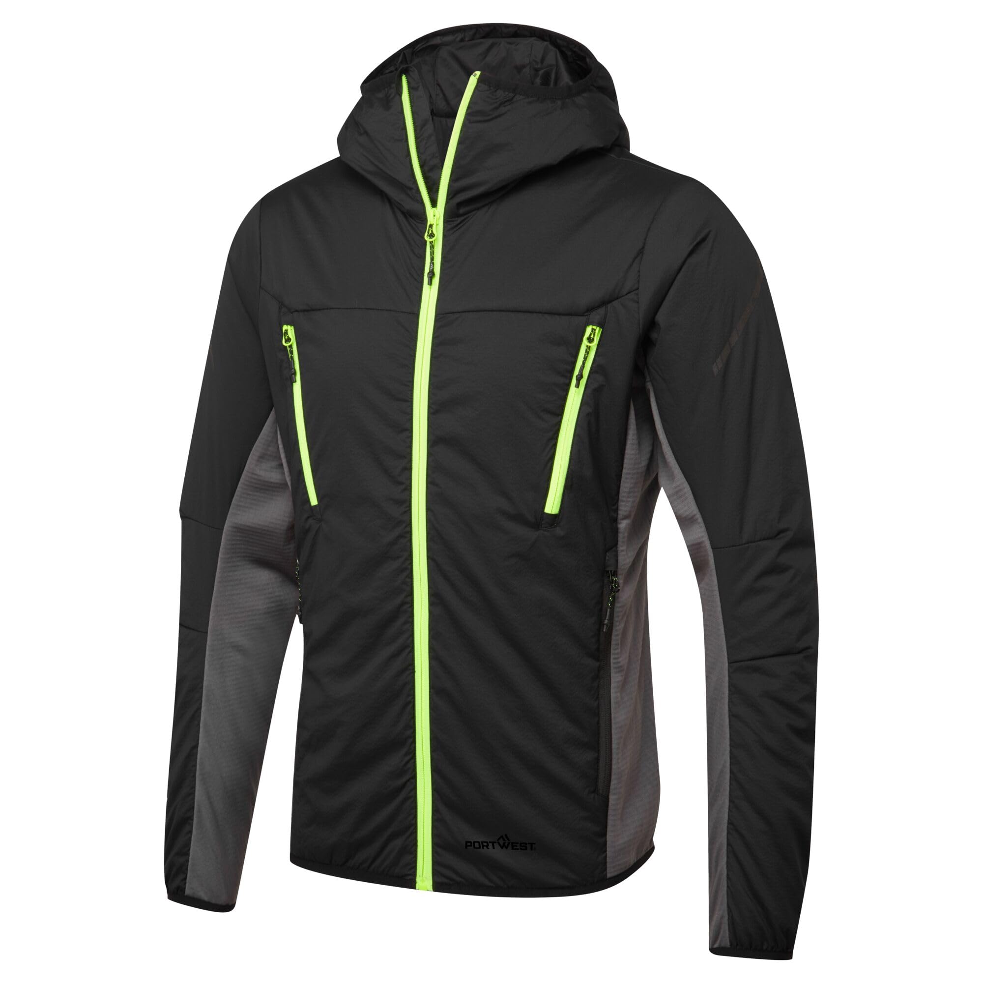 Portwest EV470 Men's Insulated Hybrid Jacket - Lightweight Breathable Reflective Workwear Jacket with Hood