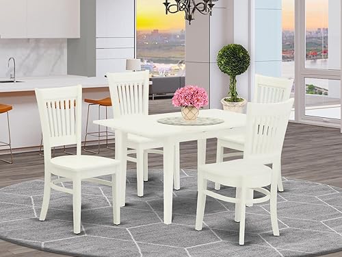 Miniatura 6 de East West Furniture NFVA5-LWH-W - Juego de comedor de 5 piezas que incluye una mesa de comedor rectangular con hojas de mariposa y 4 sillas de