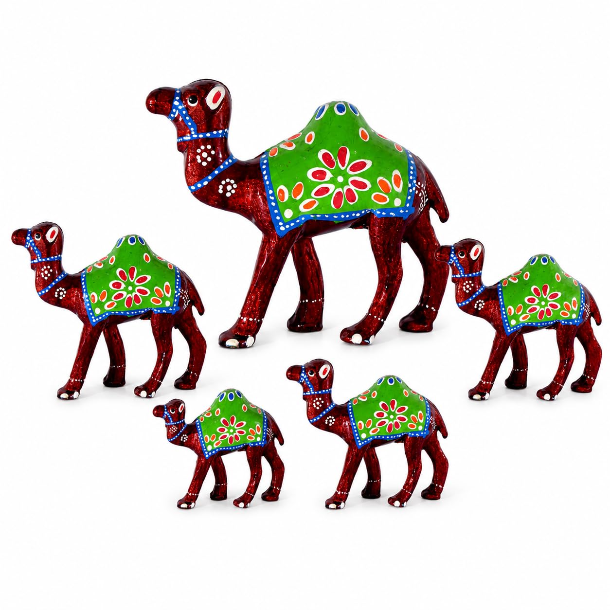 DreamKraft Camel Paper Mache Handcrafted Showpiece for Home Decor and Gift Purpose(Set of 5)