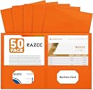 Two Pocket Folders, RAZCC 50 Pack 2 Pocket Folders Fit Letter Size Paper, Paper Folders with Pockets for School Office Business Home (Orange)