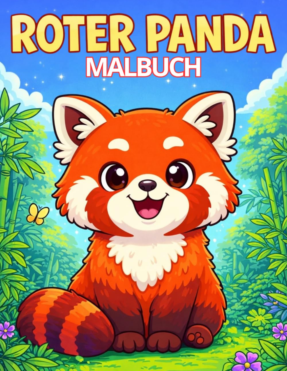 Roter Panda Malbuch für Kinder ab 4 Jahren: 50 süße und einfache Ausmalbilder mit niedlichen Tieren – große Motive mit dicken Linien für Mädchen und Jungen