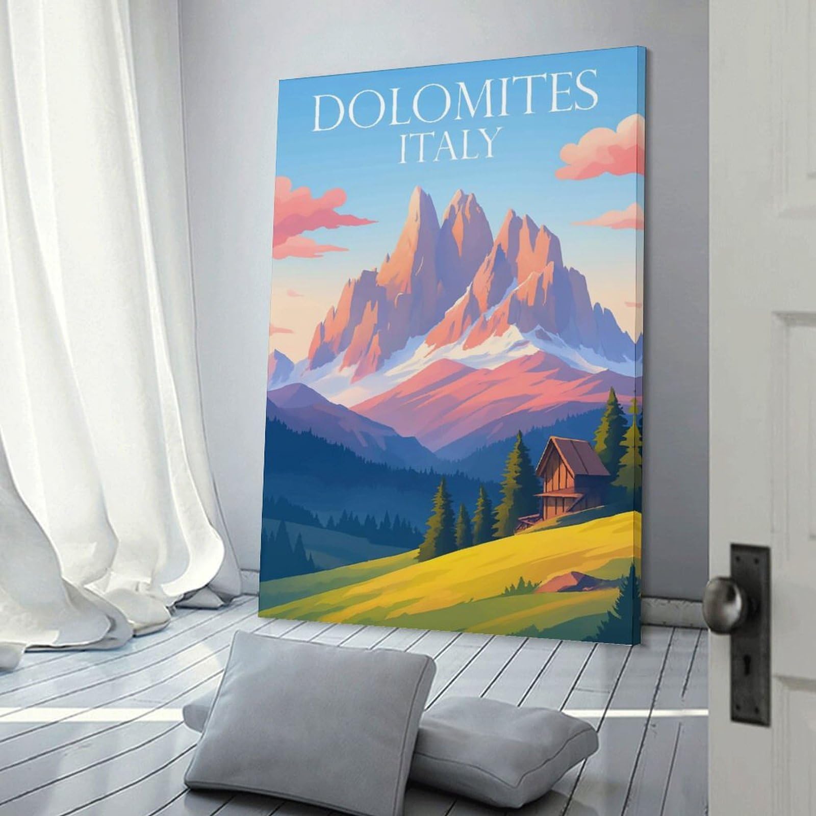 Junmoney Dolomites Italy Wall Art Print, 20x30inch(50x75cm), for Entryway, Lounge Links Or Small Walls, Decorative Wall Art for Narrow Spaces