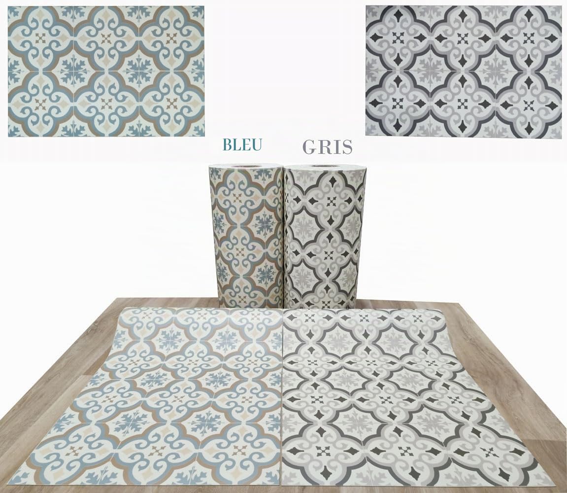 Tadi & Imperio1979 Tapis Vinyle hydraulique, Disponible en différentes Tailles, élégant, Design et résistance pour Votre Espace, Cuisine, Salon, Salle à Manger, Sol en PVC (60 x 200 cm, étoile Grise)