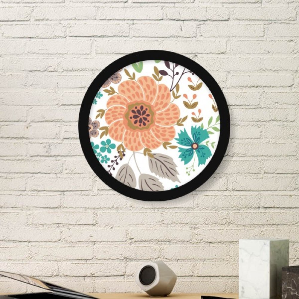 Cadre en Bois Noir Sun Fleur Peinture de Plante Ronde Déco Intérieur