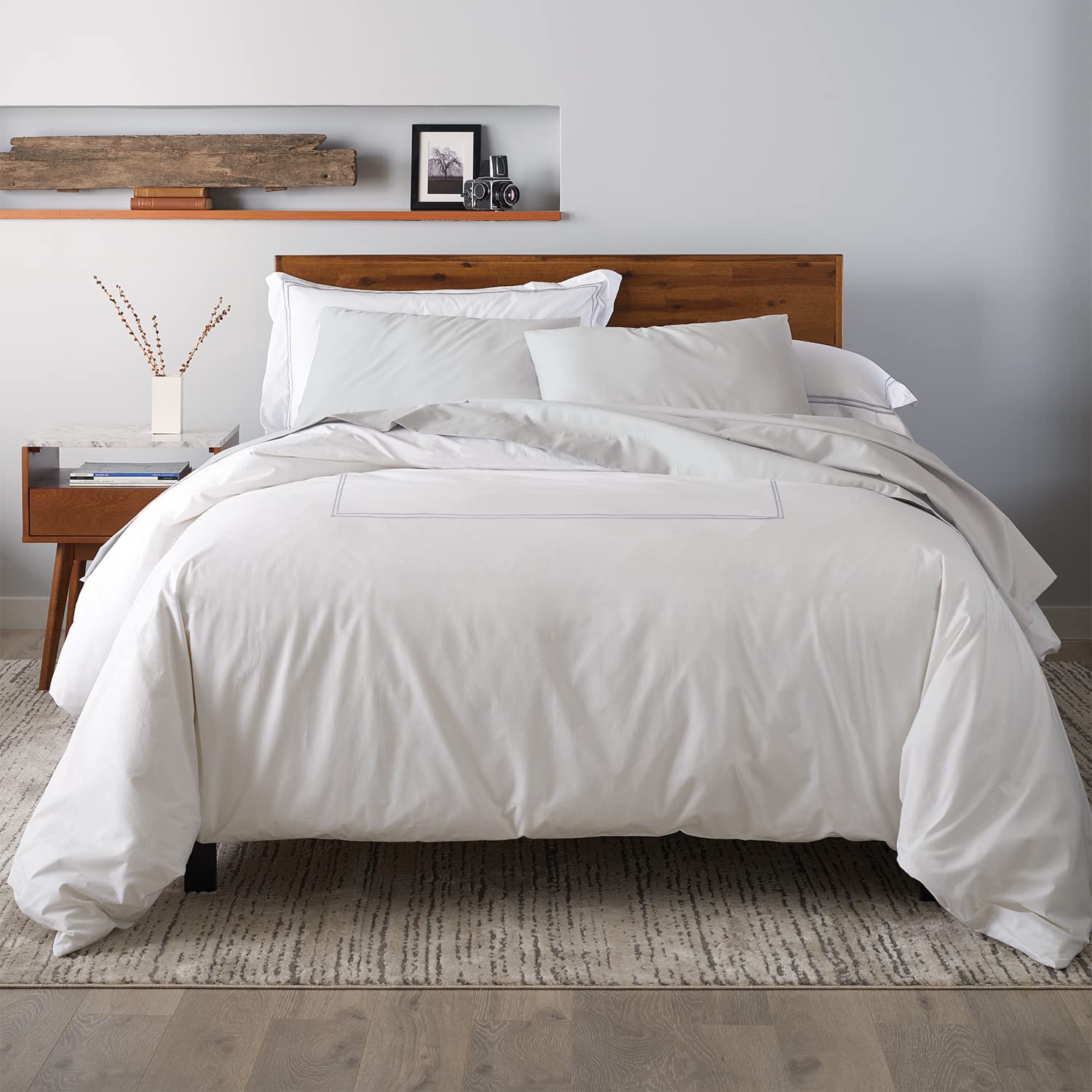 Ella Jayne California King Duvet Cover (3 Pcs), 100% Cotton Percale, King/Cali King, Breathable & Lightweight Cal King Duvet Cover (1 Piece) 106 x 90 Inches with 2 Pillow Shams (Silver Design)