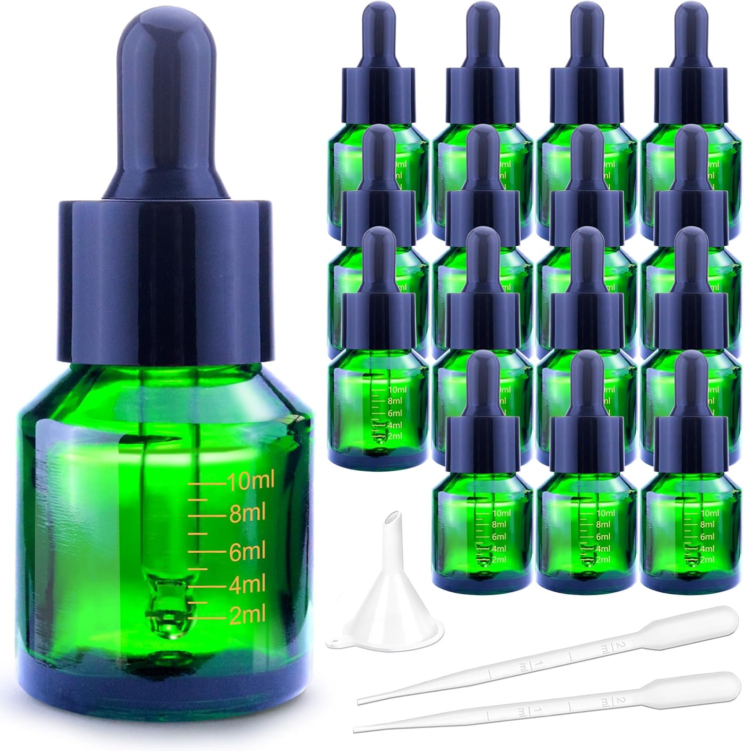 15ml Dropper Bottles with Measurement, Glass Essential Oil Jars Amber, 1/2 oz Bottles with Glass Eye Dropper for Essential Oil,Tincture
