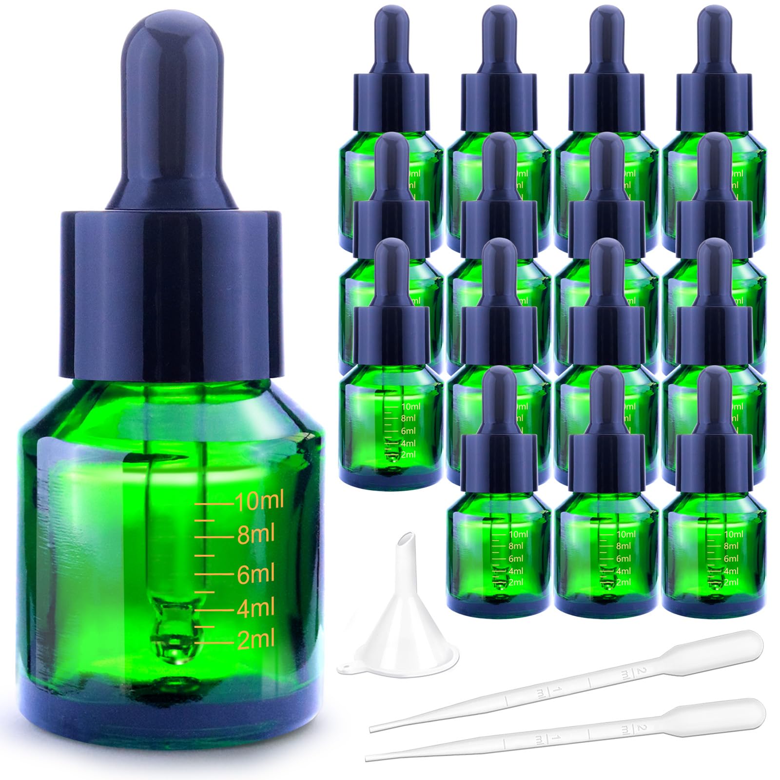 Matifaner 15ml Dropper Bottles with Measurement, Glass Essential Oil Jars Green, 1/2 oz Bottles with Glass Eye Dropper for Essential Oil,Tincture
