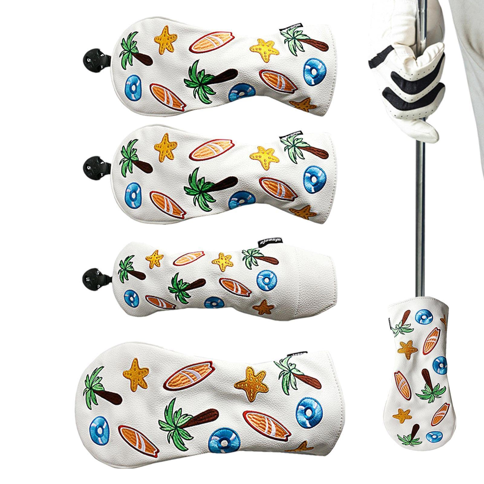 Golf Headcovers - Lightweight Golf Club Head Set 4-teilig | Golfclub Leder Headcovers Geeignet für Driver Wood, Fairway Wood und Hybrid (Ut) Abbto
