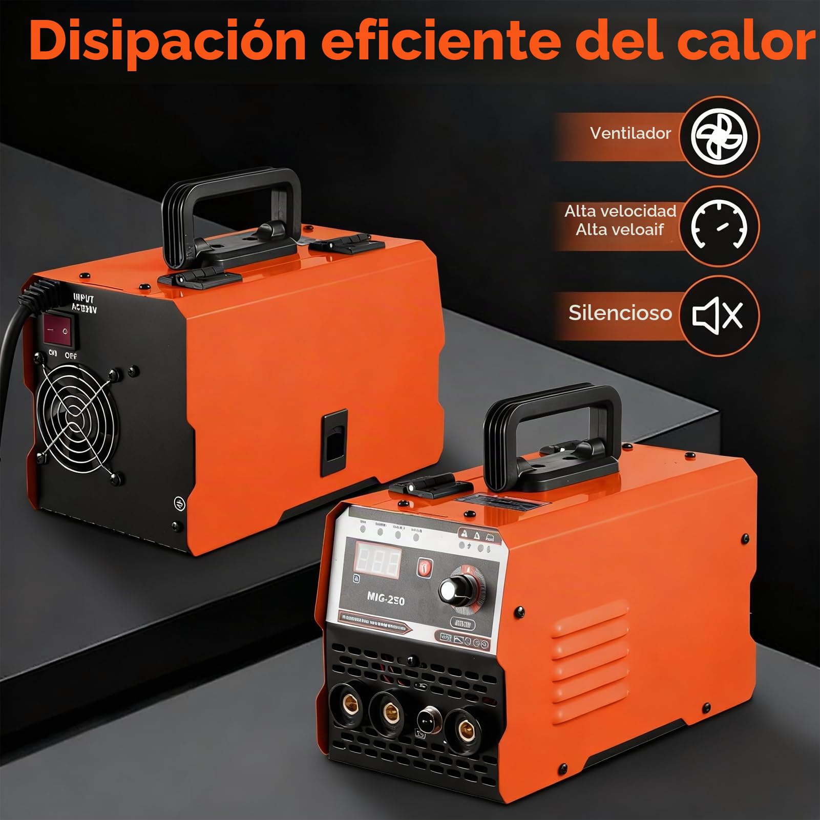 MIG - Soldadora de alambre de relleno 3 en 1 (250 A, con ARC/Flux MIG/MMA Lift WIG, soldadura de alambre de relleno (0,8 mm y 1 mm), con alimentación de alambre sinérgico, dispositivo de soldadura