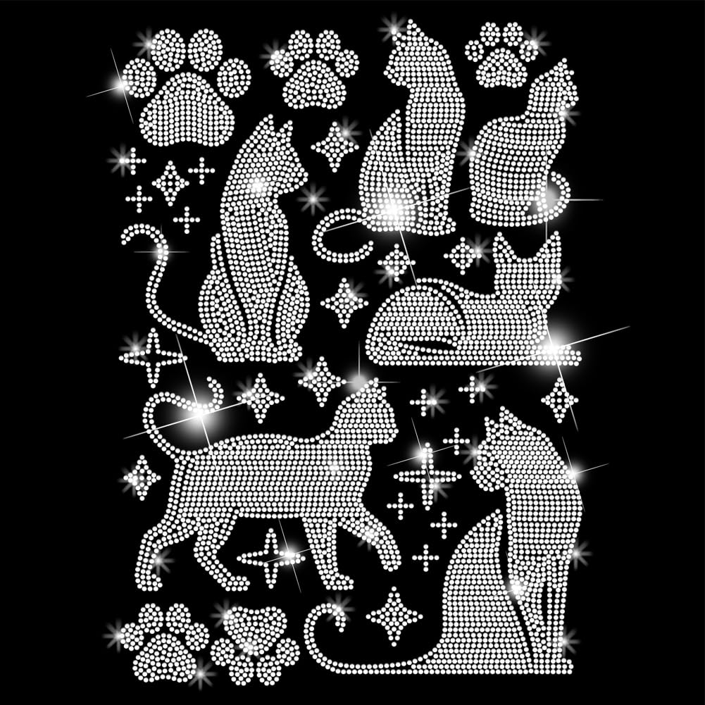 Transfert thermique strass cœur dégradé thermocollant pour vêtement et cadeau amoureux des chats