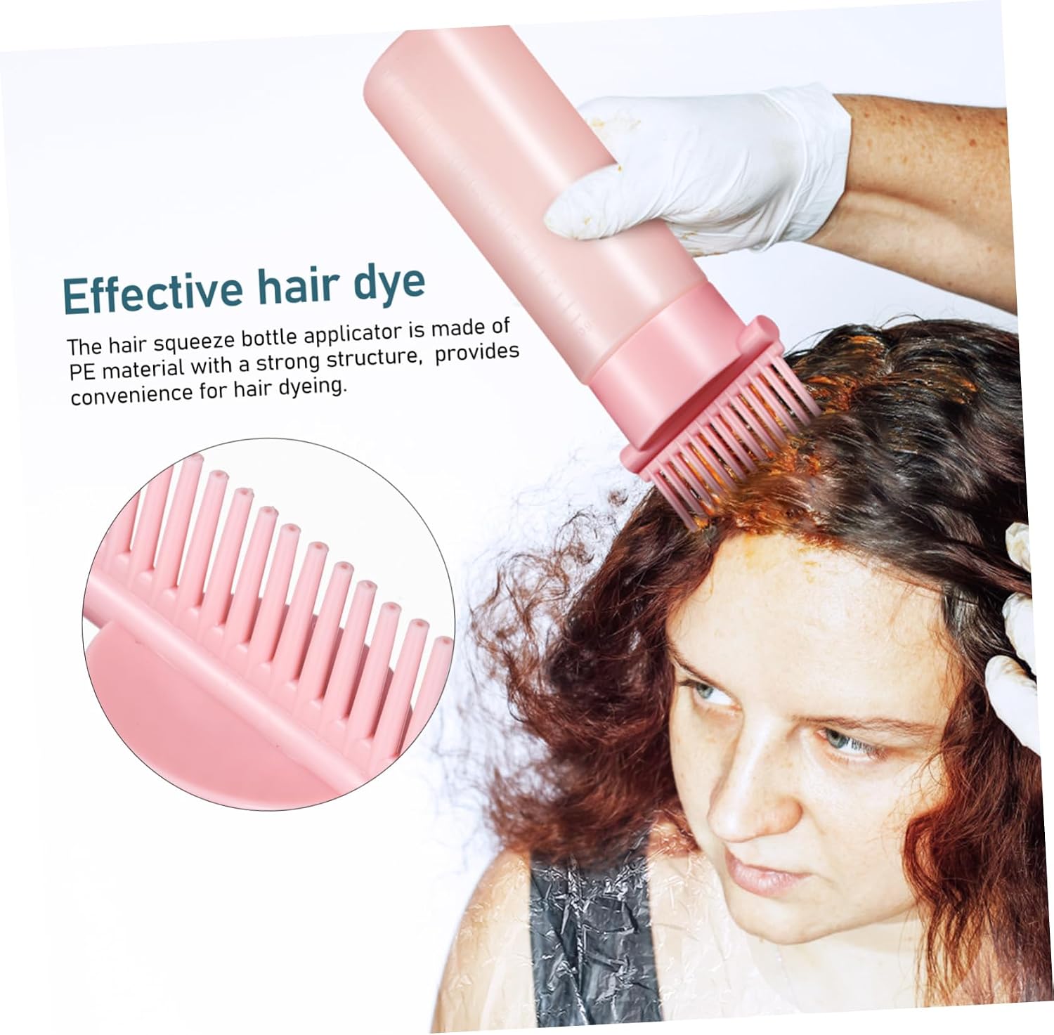 2 Pcs Hair Comb Applicator Bottle PE Root Bottle Set