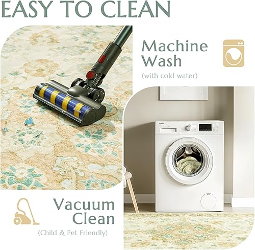 Vista 42 de jinchan Alfombra de pasillo lavable de 2 x 10 pulgadas, estilo vintage, envejecida, para interiores, delgada, tradicional, con estampado floral