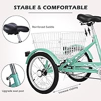 Vista 193 de H&ZT Triciclo para adultos, bicicleta de 3 ruedas, triciclo crucero, con engranaje de 7 velocidades, mango de freno de estacionamiento, escalón