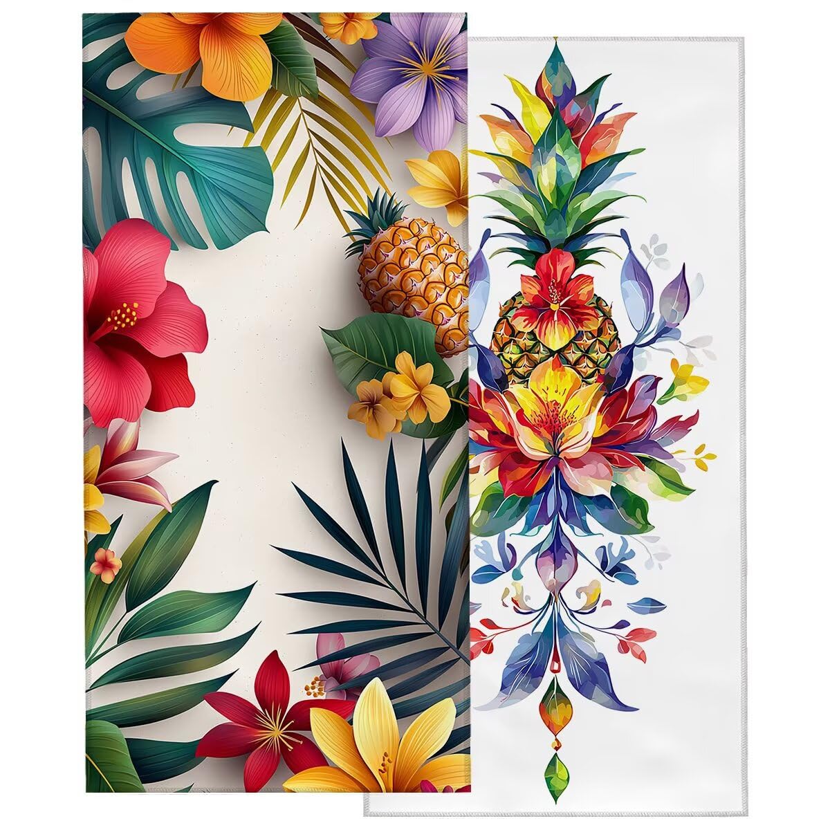 Telo Mare Microfibra, Telo Mare Grande 90x200cm 2 Pezzi, Asciugamano Palestra Donna Asciugatura Rapida, Antisabbia Asciugamano Microfibra, Leggero Asciugamani Palestra per Regalo Donna (Fiore) -4454