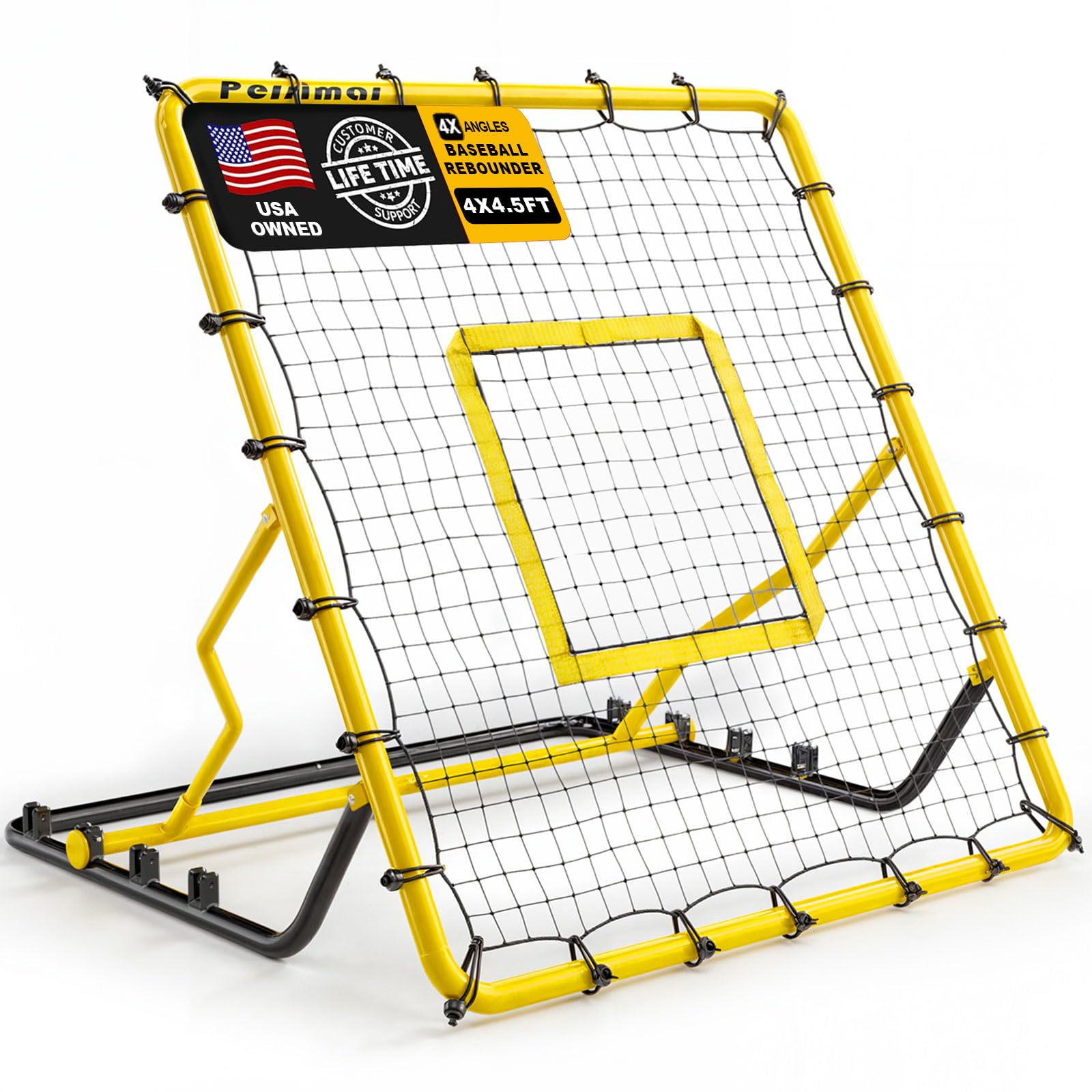 Baseball Softball Rebounder Pitch Back Net,4x4.5FT Adjustable Throw Trainer
