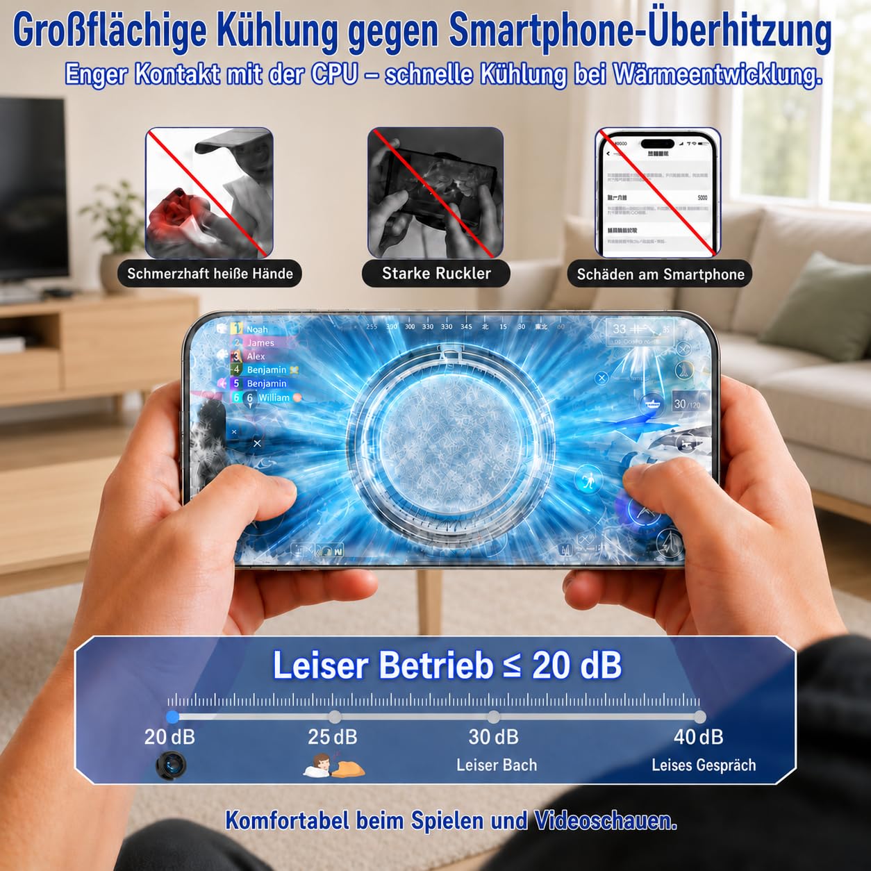Refroidisseur magnétique pour téléphone portable, RVB, chargement sans fil