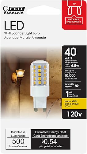 Miniatura 2 de FEIT BPG940830LED - Bombilla LED G9, 500 lúmenes, color blanco cálido