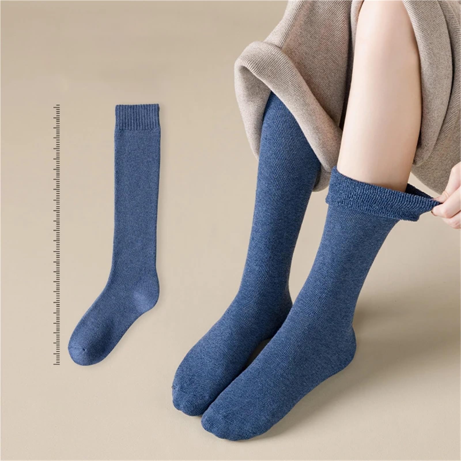 5 pares de calcetines cálidos invierno for mujer, transpirables y gruesos, hasta la rodilla, algodón, informales Para Niñas y Mujeres
