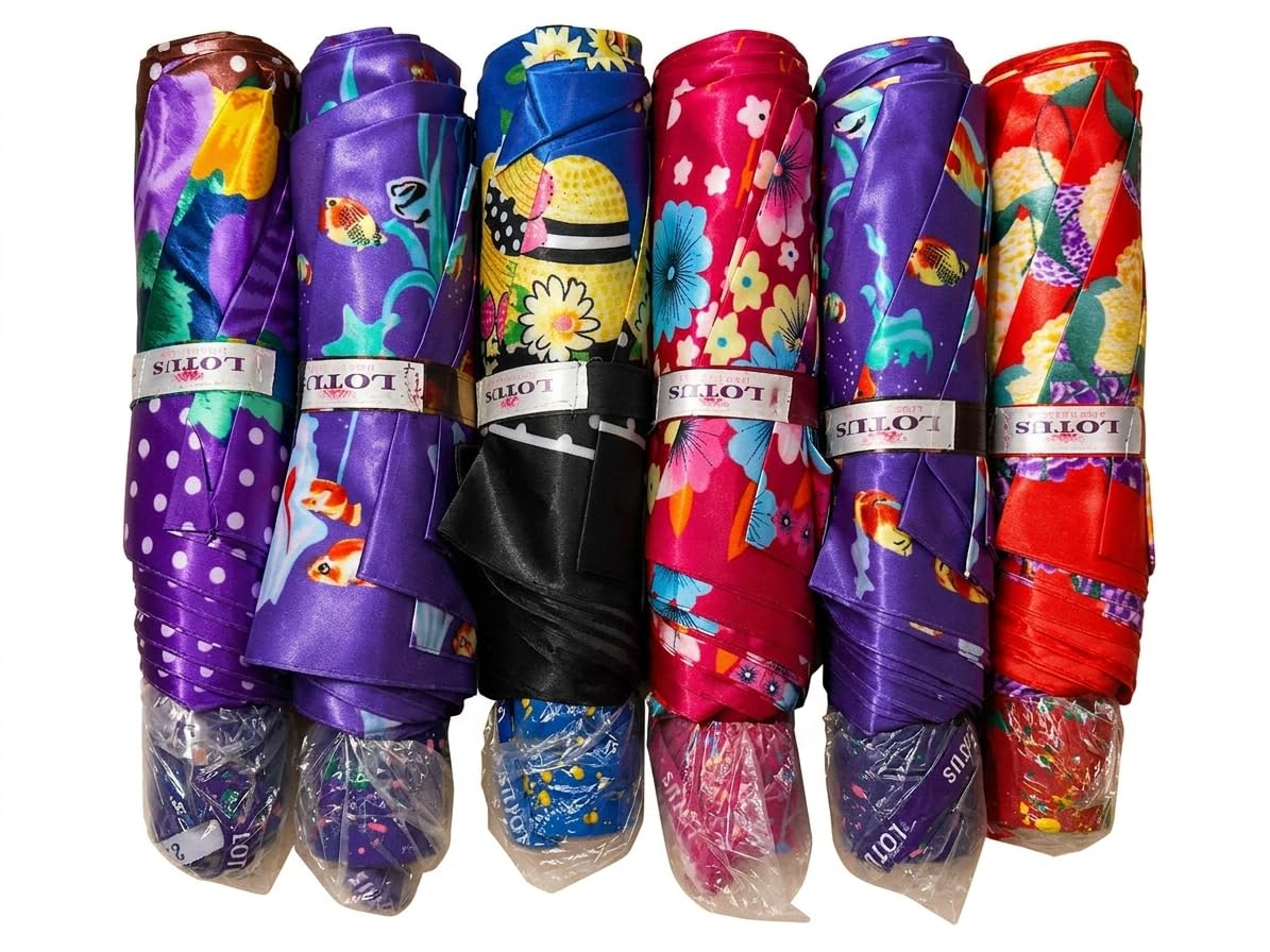 Lotus Foldable Umbrella with Printed Design, Assorted Colors-picture-26