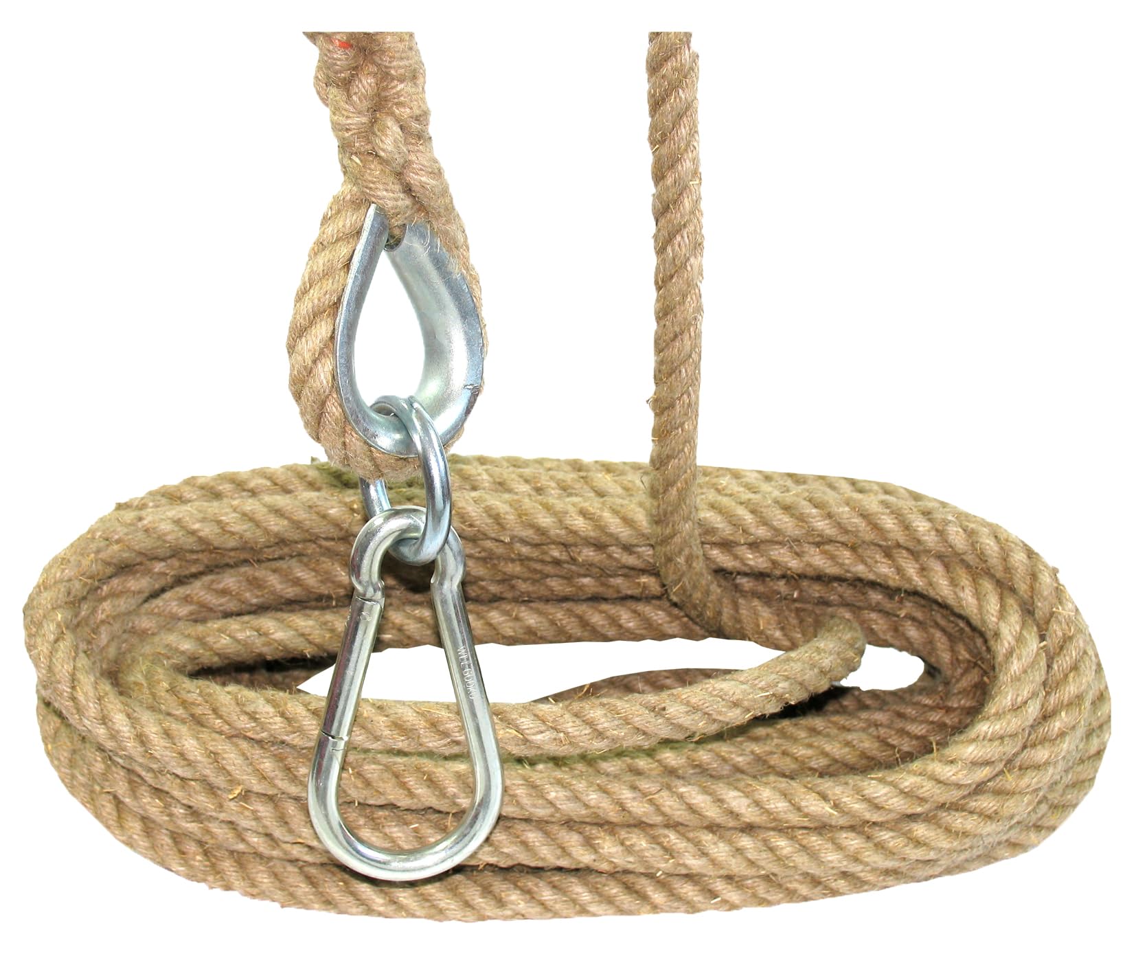 Hanf-Eimerseil Ø 20mm mit Karabinerhaken | BAU-Aufzug-Seil aus Naturhanf | Griffiges Hebe-Seil für Baustelle | Lastenseil, Zugseil, Handseil & Flaschenzug(10m, 20m, 30m, 40m) (100, Zentimeter)