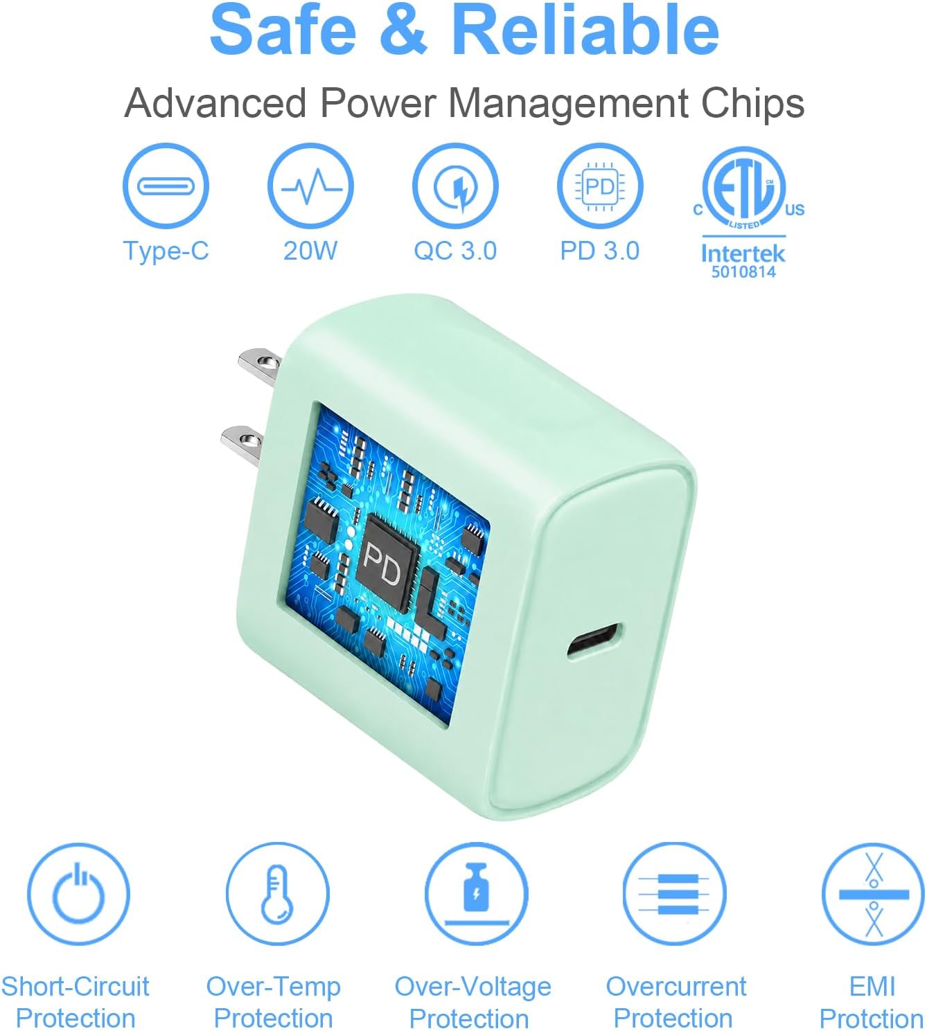 Extra Long 10FT iPhone 14 13 12 Charger Fast Charging 20W PD USB C Wall Charger with Fast Charging Cable Compatible iPhone 14/13/12/11/Pro/Pro Max/Mini/Xs Max/XR/X, iPad - Green image 4