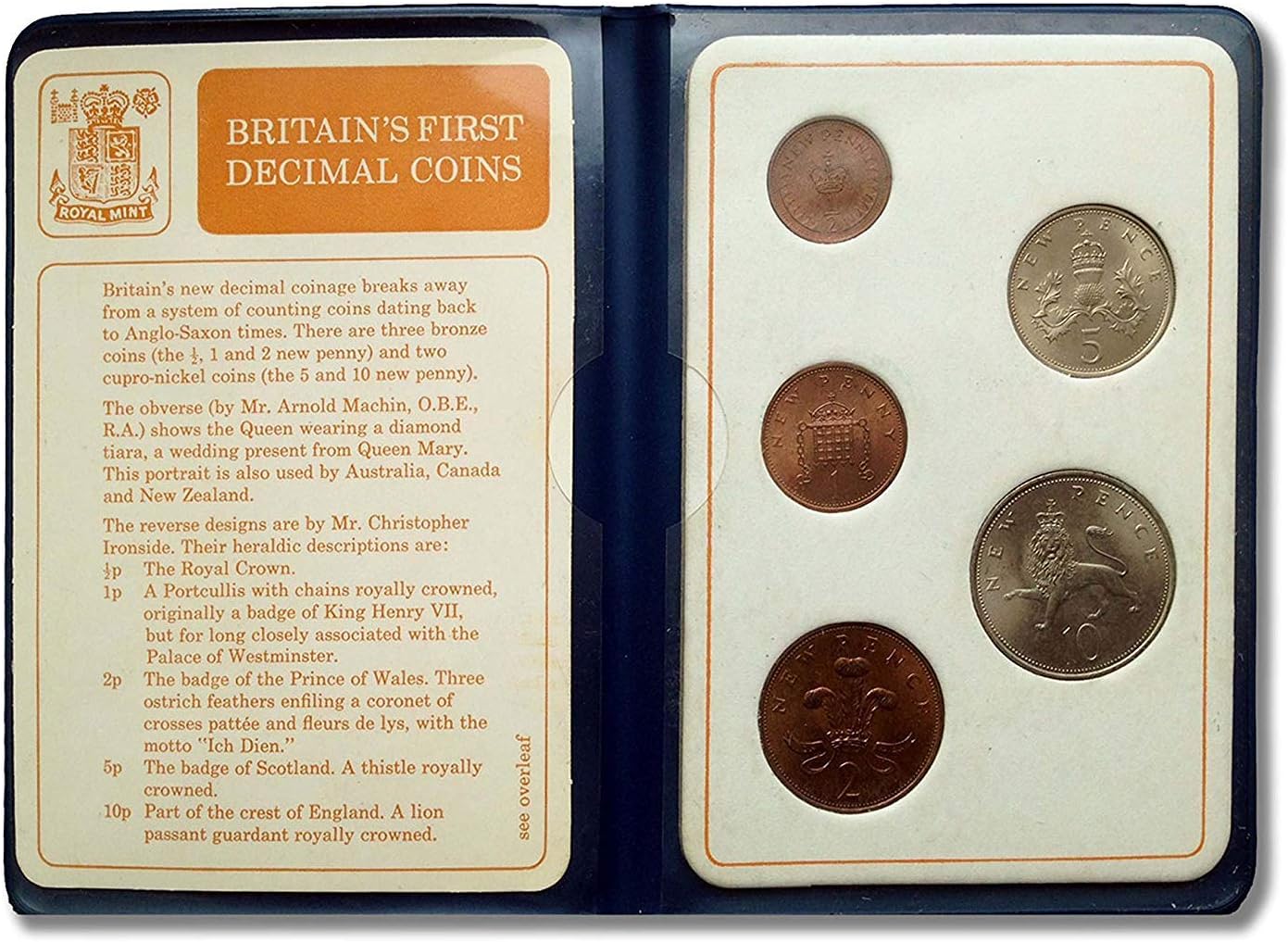 British First Decimal Coins 1971 Six Uncirculated Pristine Coins Collectors Set