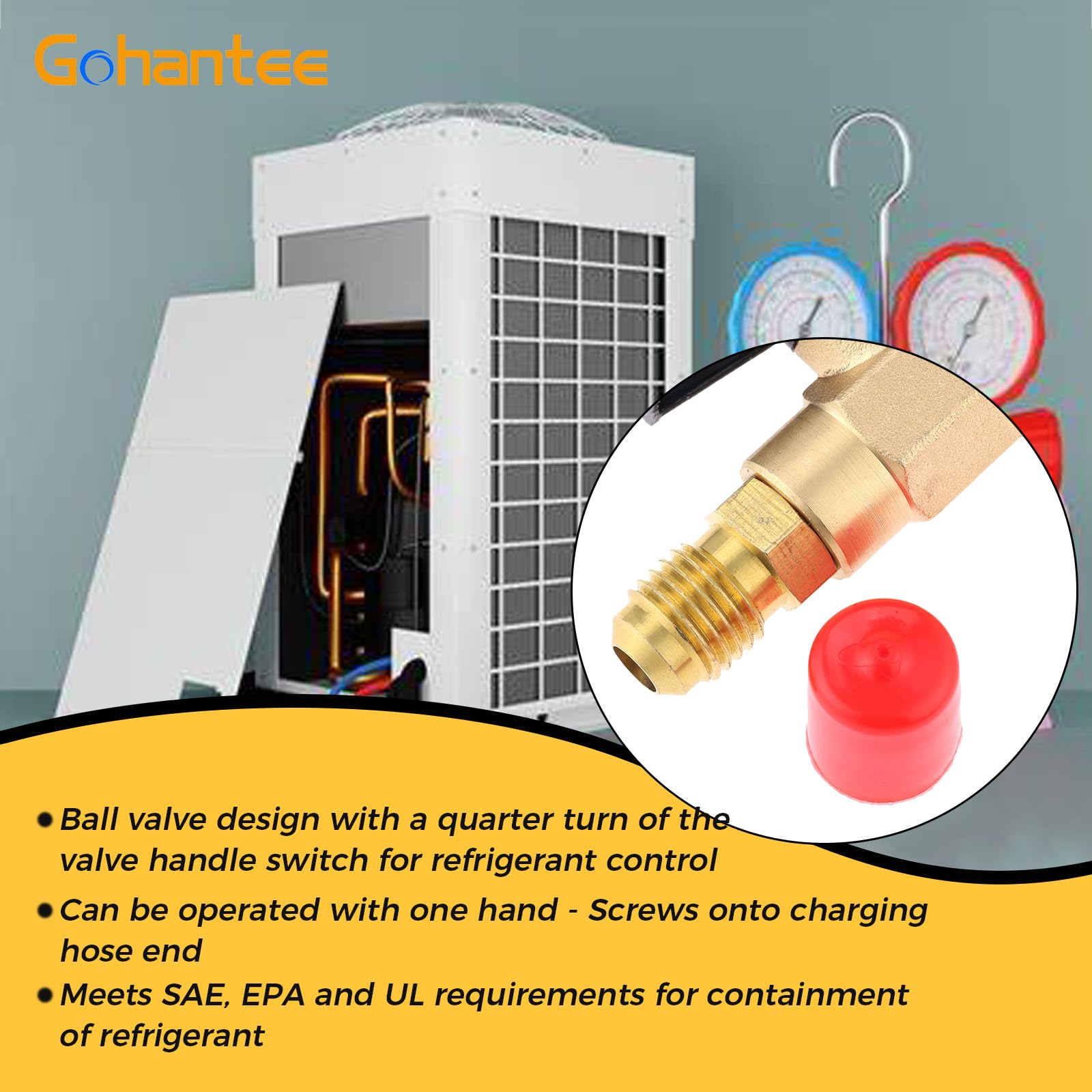 Valvola a sfera per condizionatore d'aria HVAC Adattatore valvola di arresto angolare 1/4 "5/16" SAE R22 R12 R410a Valvola a sfera refrigerante per aria condizionata per mini sistema split